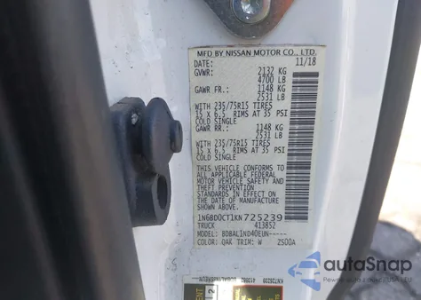 2019 Nissan Frontier S/Sv из США, поврежденный, VIN 1N6BD0CT1KN725239